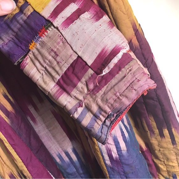 Vintage Afghan/Uzbek Silk Chapan Robe Patchwork Floral & Ikat | Collectors Piece - Picture 11 of 16